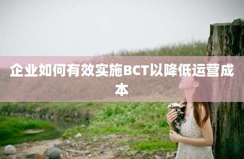 企业如何有效实施BCT以降低运营成本